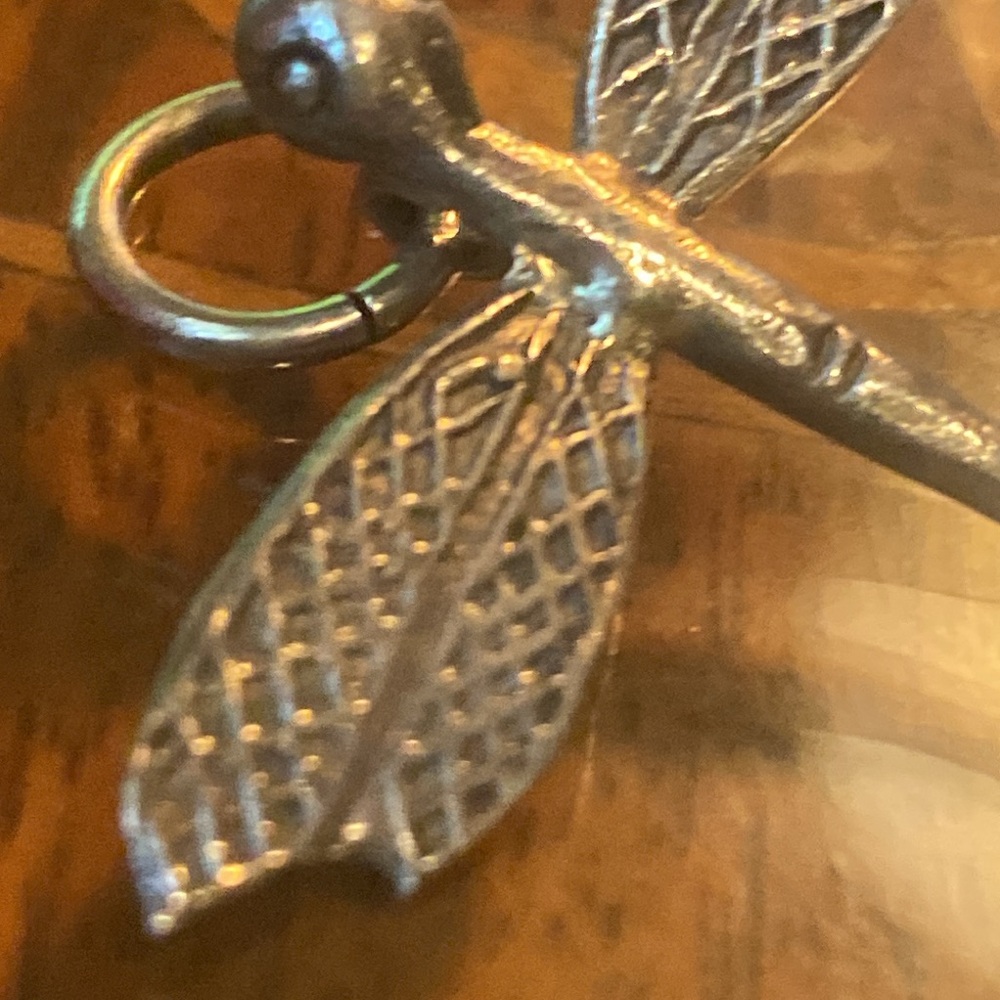 Beautiful Vintage Hand Crafted Real Silver Dragonfly Pendant (Tx)